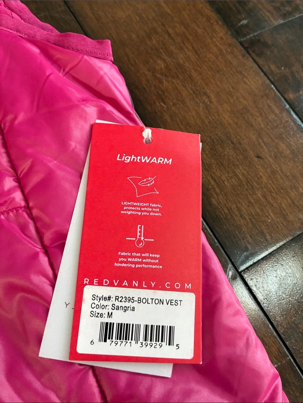 Redvanly Bolton Vest Sangria (Raspberry Mens M NWT Lightweight Quilted MSRP $275